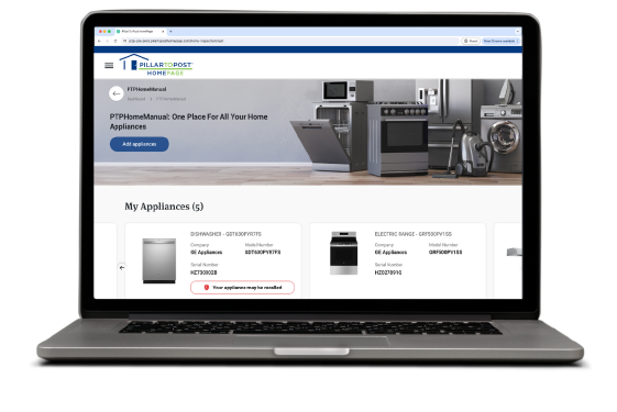 Laptop showing the PTPHomeManual website